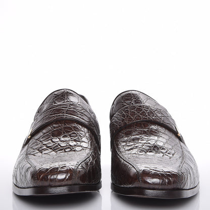Gucci Mens Caiman Mocassin Loafers 10 Cocoa 2 of 8