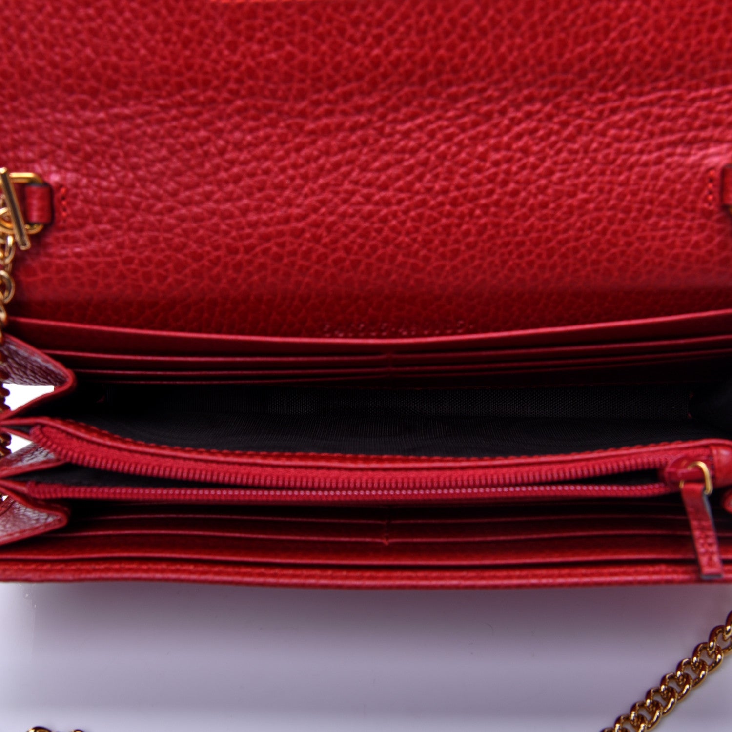 Gucci Dollar Calfskin Petite GG Marmont Wallet Chain Bag Hibiscus Red 5 of 11