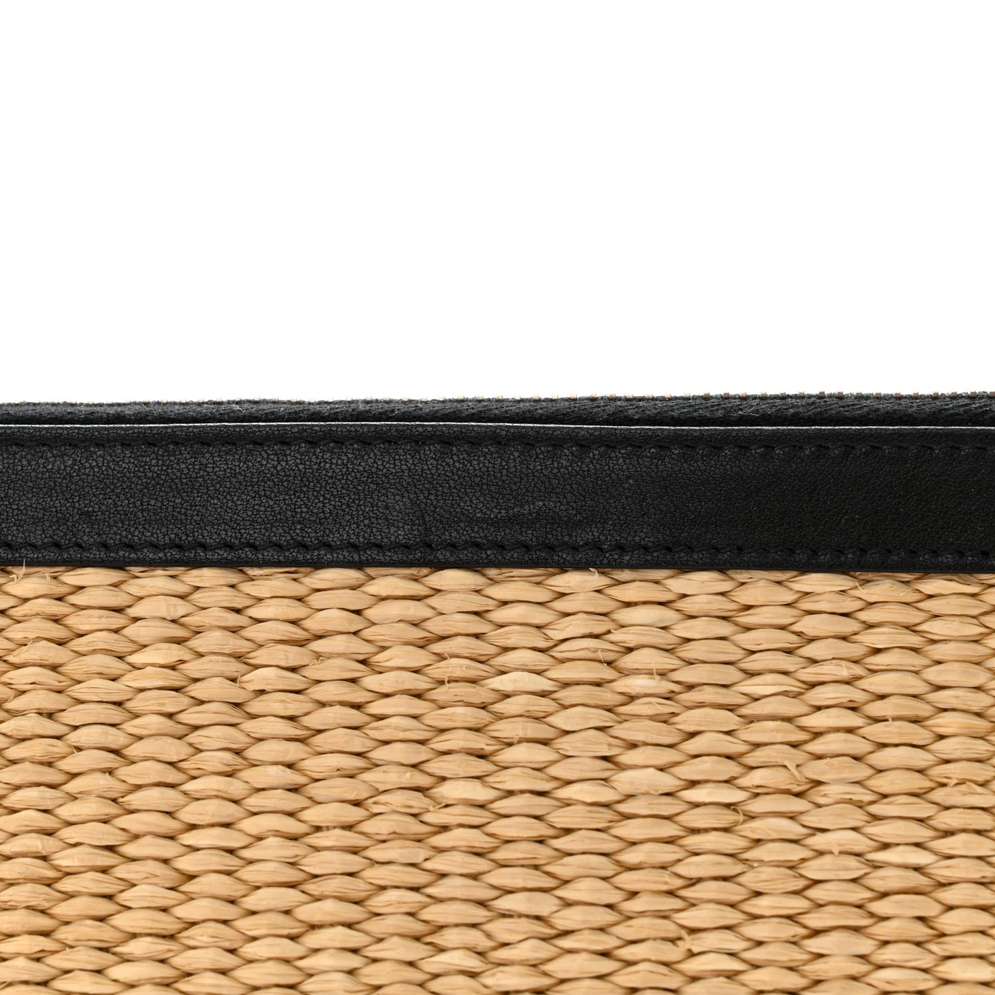 Raffia Calfskin Rive Gauche Zipped Pouch Naturale Black