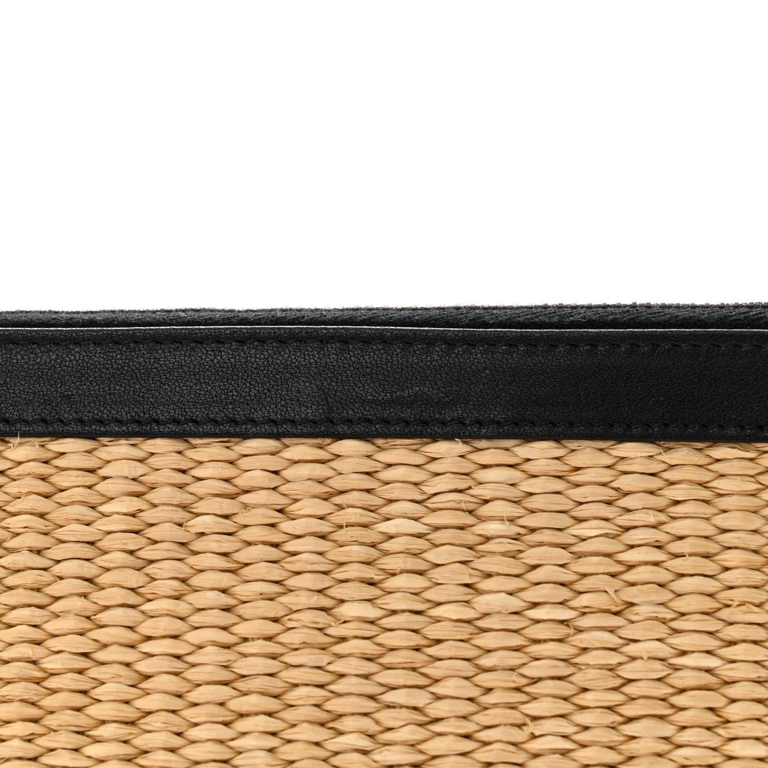 Saint Laurent Raffia Calfskin Rive Gauche Zipped Pouch Naturale Black 8 of 8