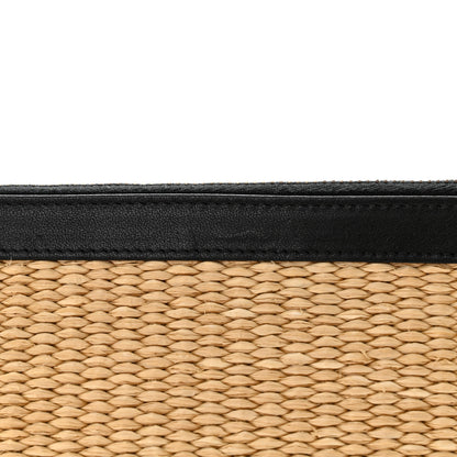 Saint Laurent Raffia Calfskin Rive Gauche Zipped Pouch Naturale Black 8 of 8