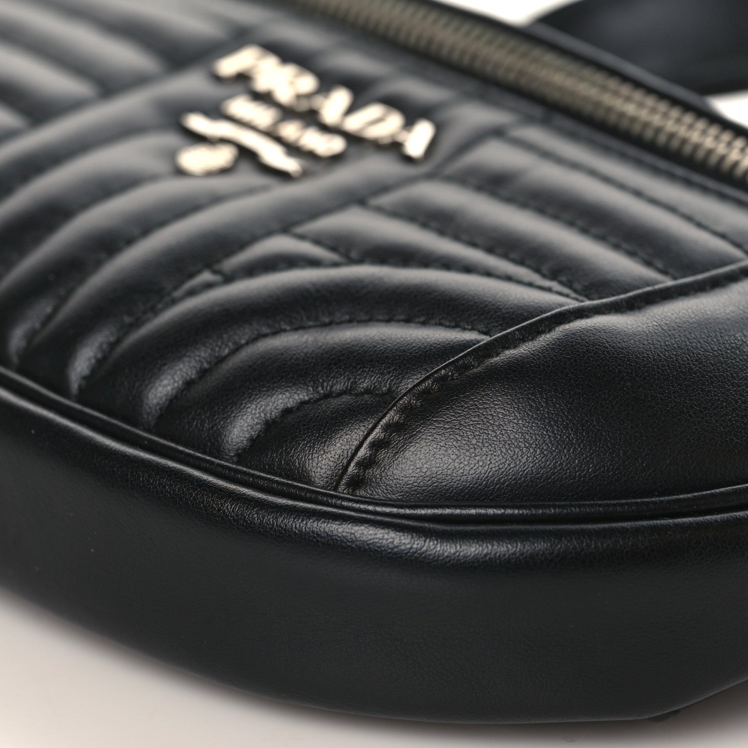 Prada Soft Calfskin Impunture Diagramme Belt Bag Black 8 of 8