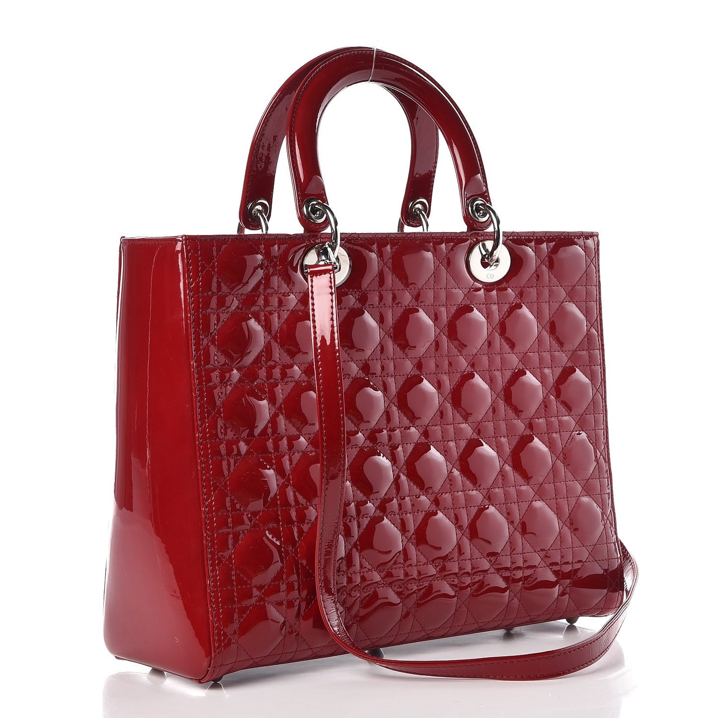 Patent Cannage Large Lady Dior Red