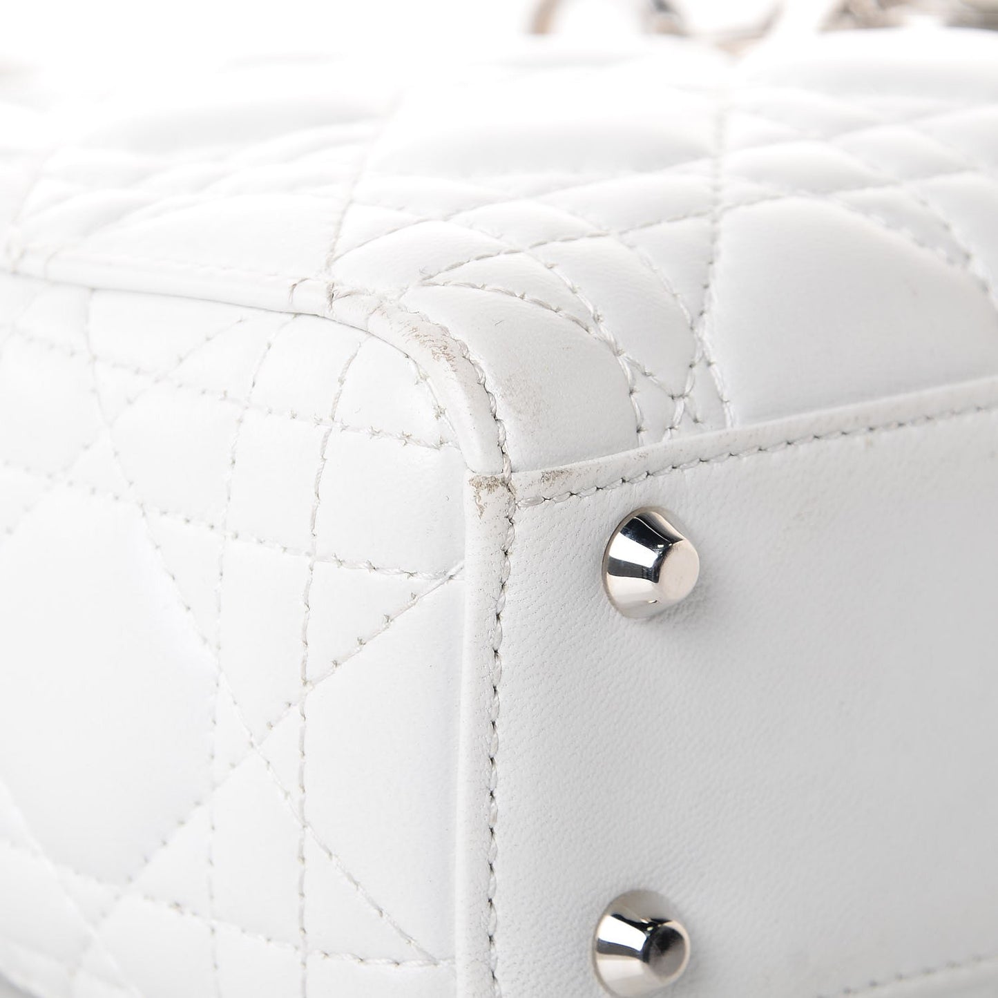 Lambskin Cannage Mini Lady Dior White