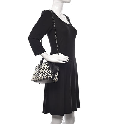 Chanel Calfskin Woven Bowling Bag Black White 2 of 10