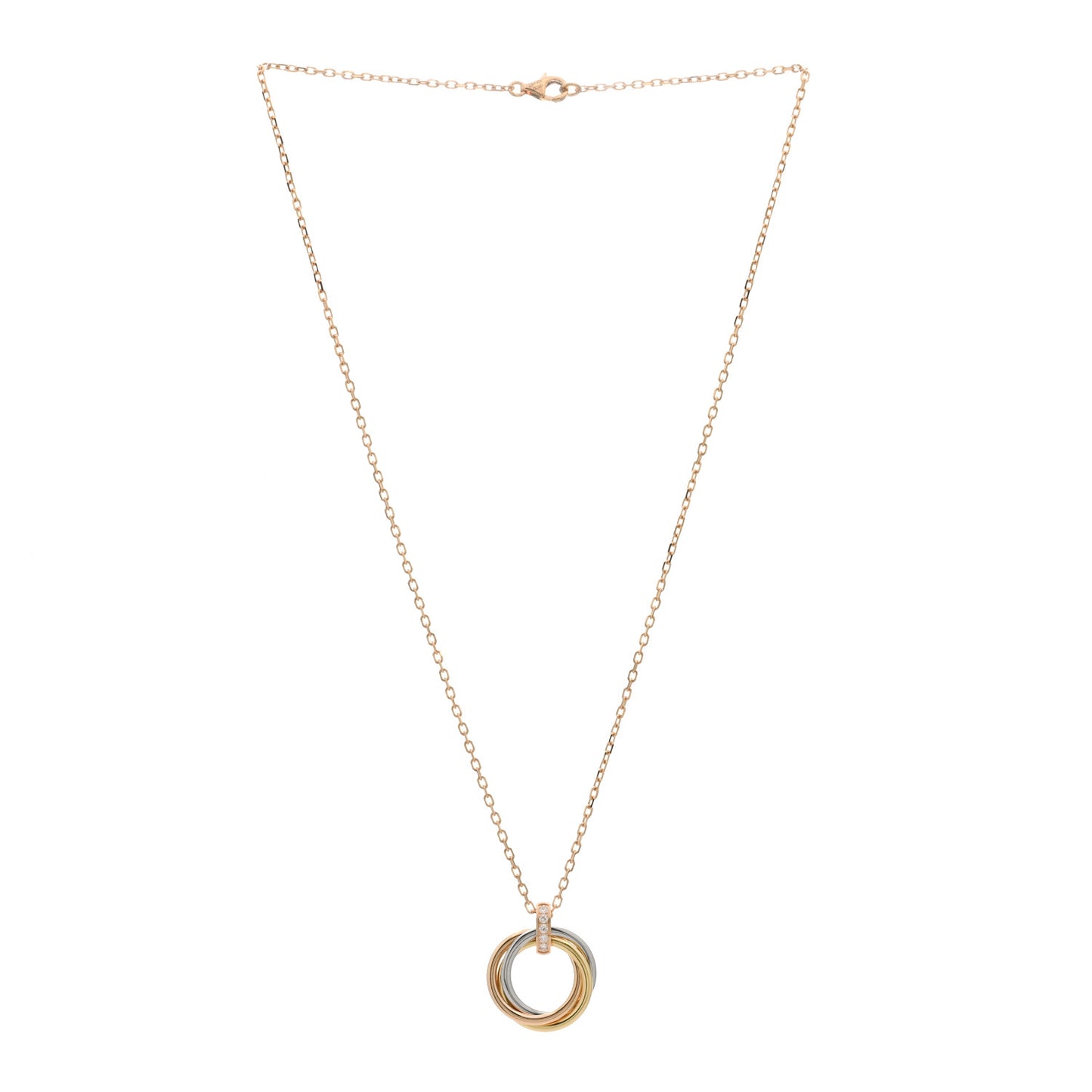 18K Pink White Yellow Gold Diamond Trinity Pendant Necklace