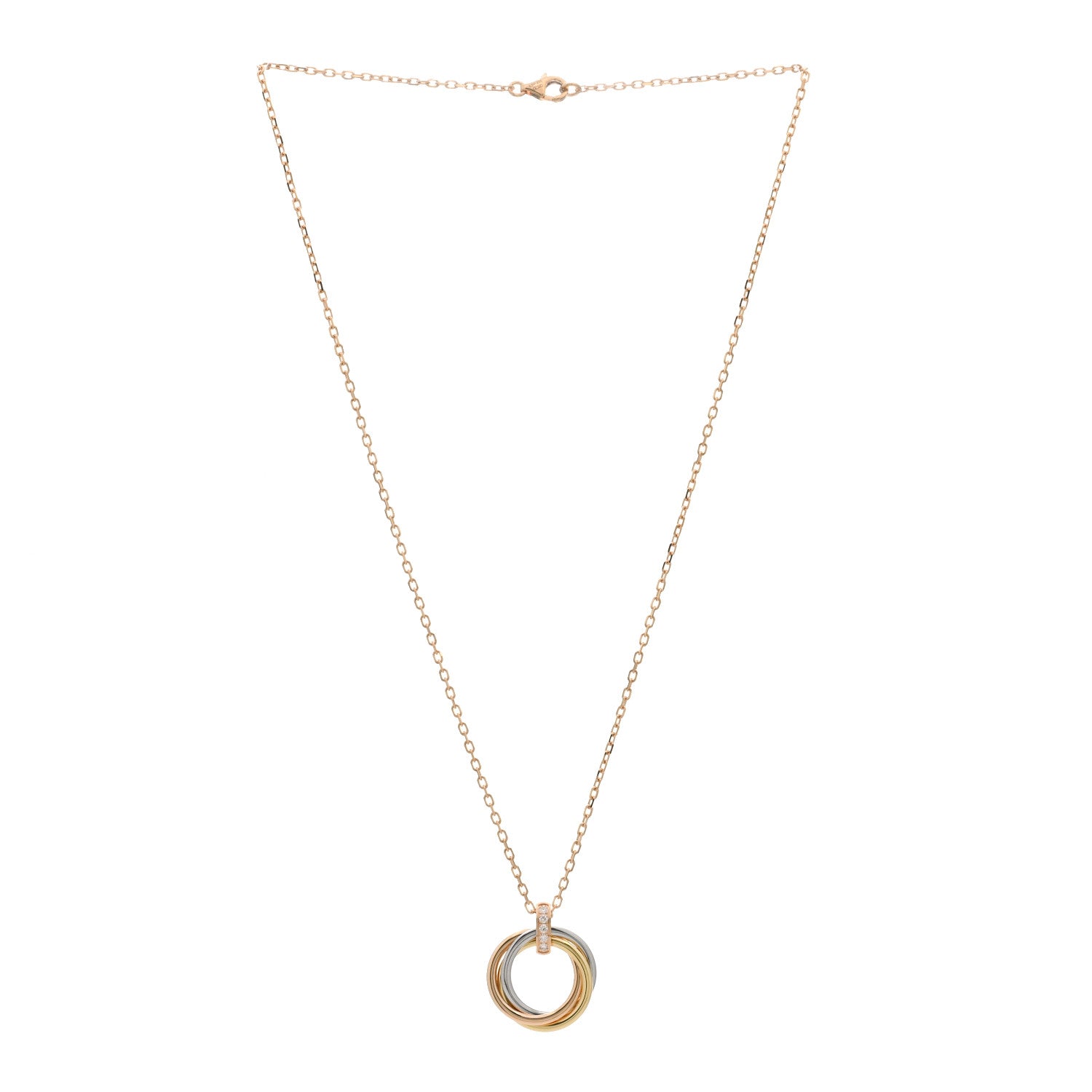 Cartier 18K Pink White Yellow Gold Diamond Trinity Pendant Necklace 2 of 3
