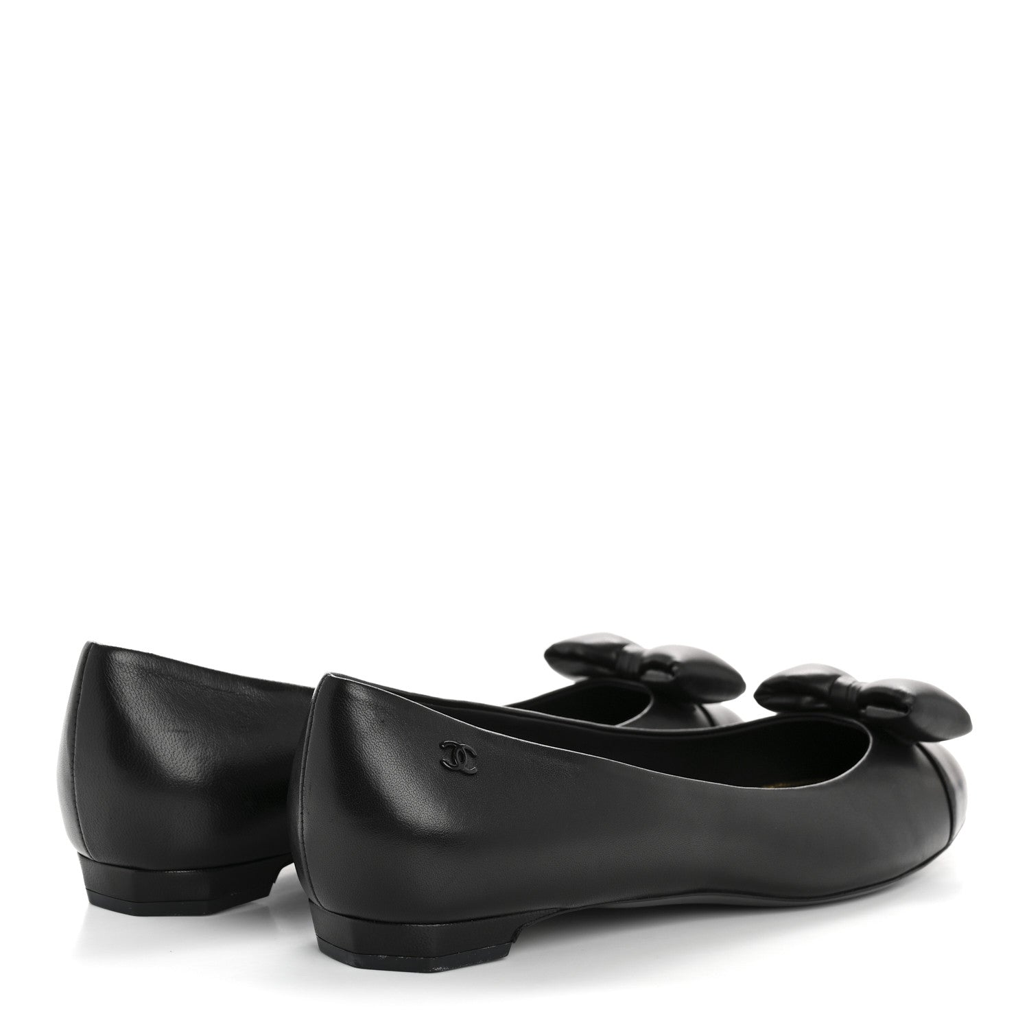 Chanel Lambskin CC Cap Toe Bow Ballerina Flats 39.5 Black 9 of 20