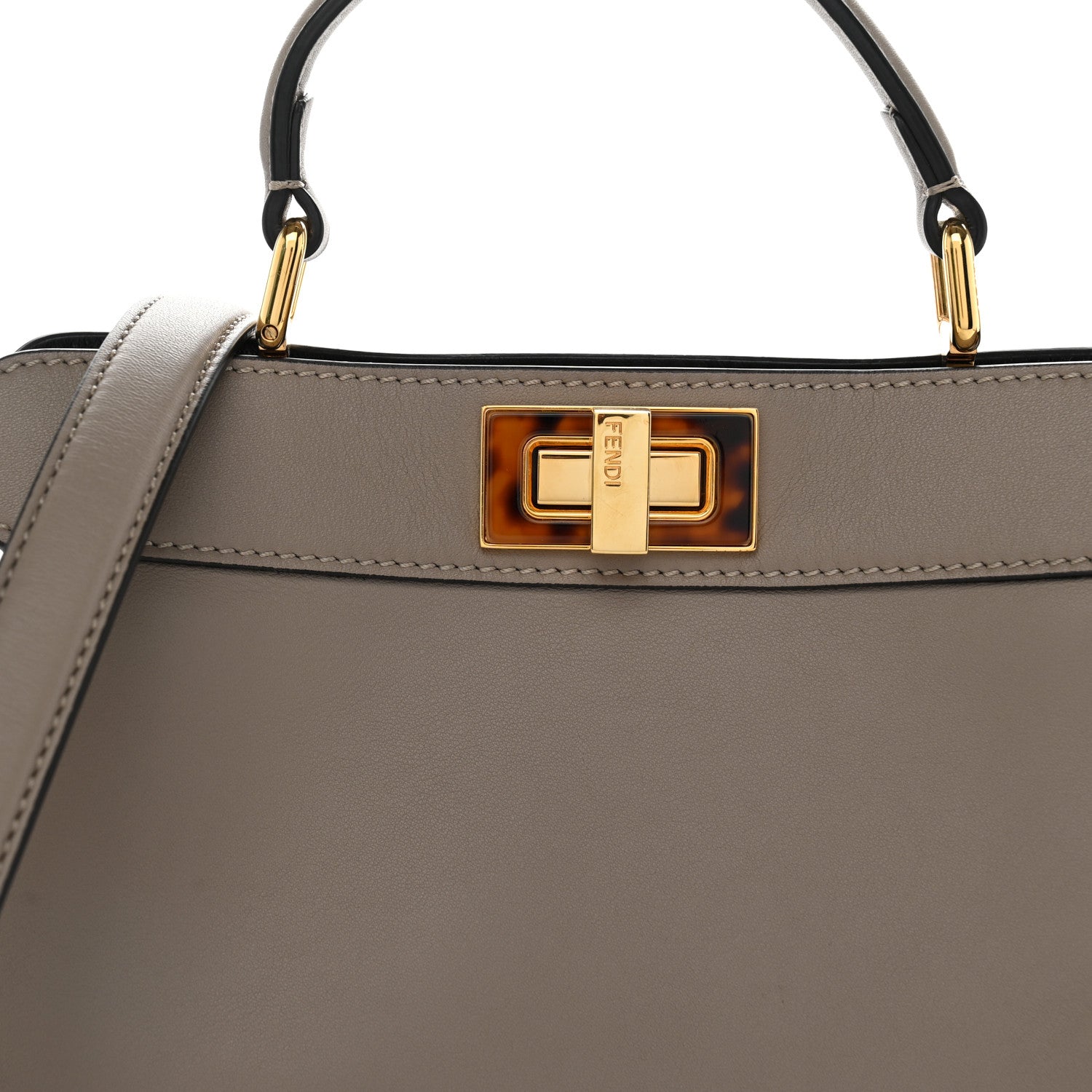 Fendi Vitello Seta Shiny Nappa Plexiglass Bi-Color Small Peekaboo I SEE U Satchel Tartaruga Black 8 of 10