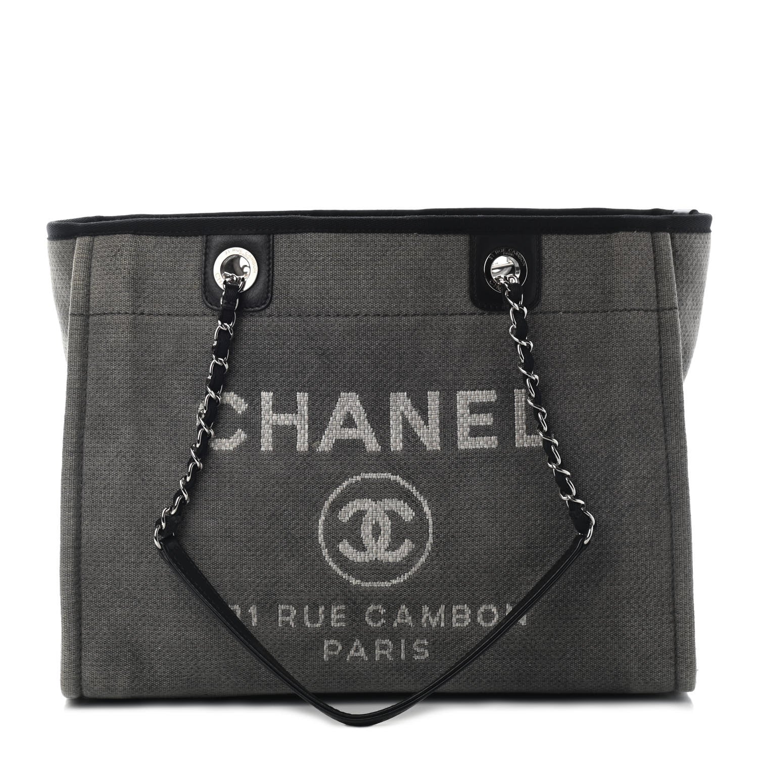 Chanel Canvas Small Deauville Tote Grey 1 of 10