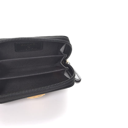 Chanel Lambskin Quilted Zip Around Boy Coin Purse Wallet Black 5 of 7