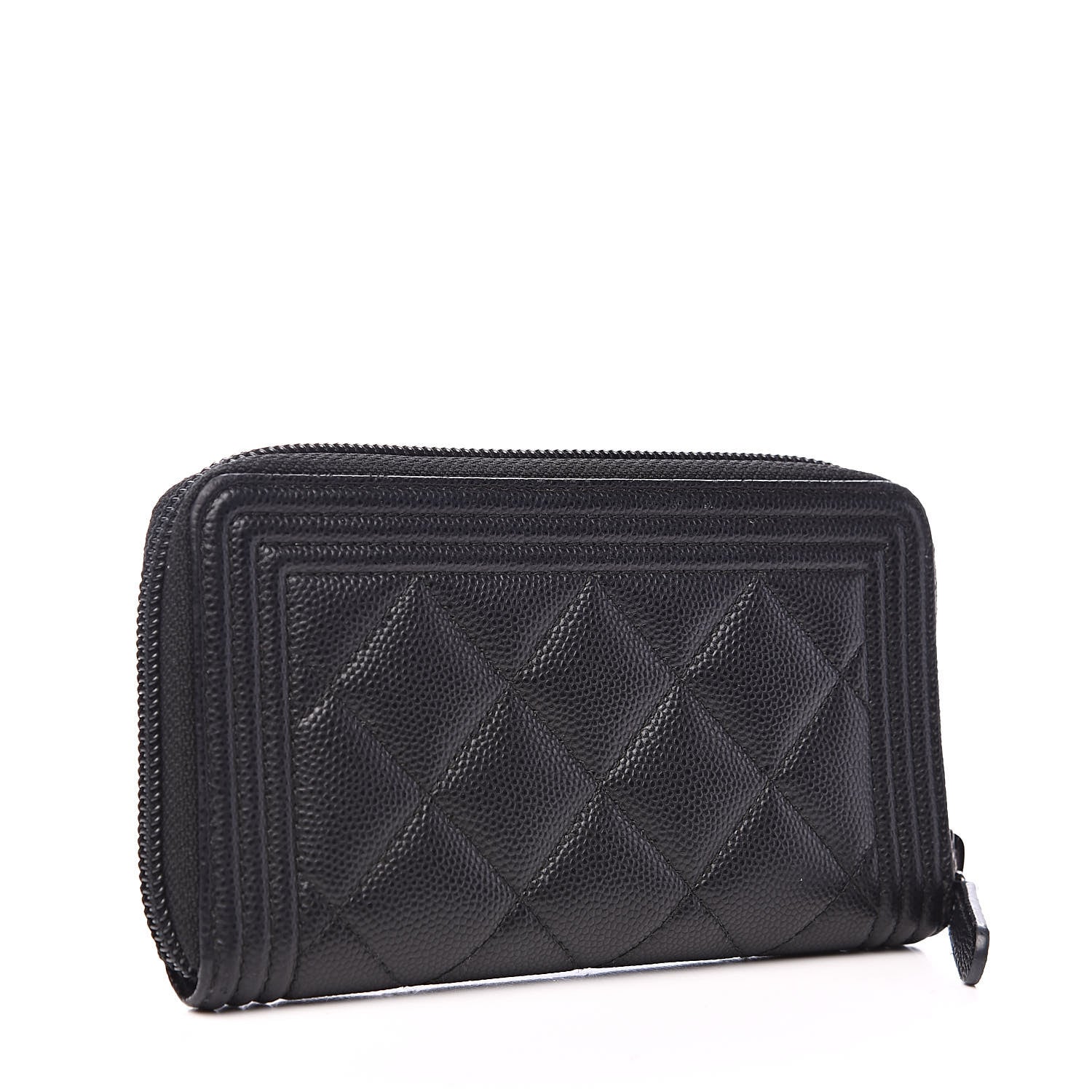 Chanel Caviar Quilted Small Boy Zip Around Wallet Black 3 of 10