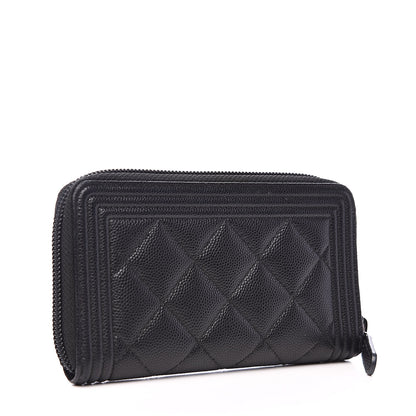 Chanel Caviar Quilted Small Boy Zip Around Wallet Black 3 of 10