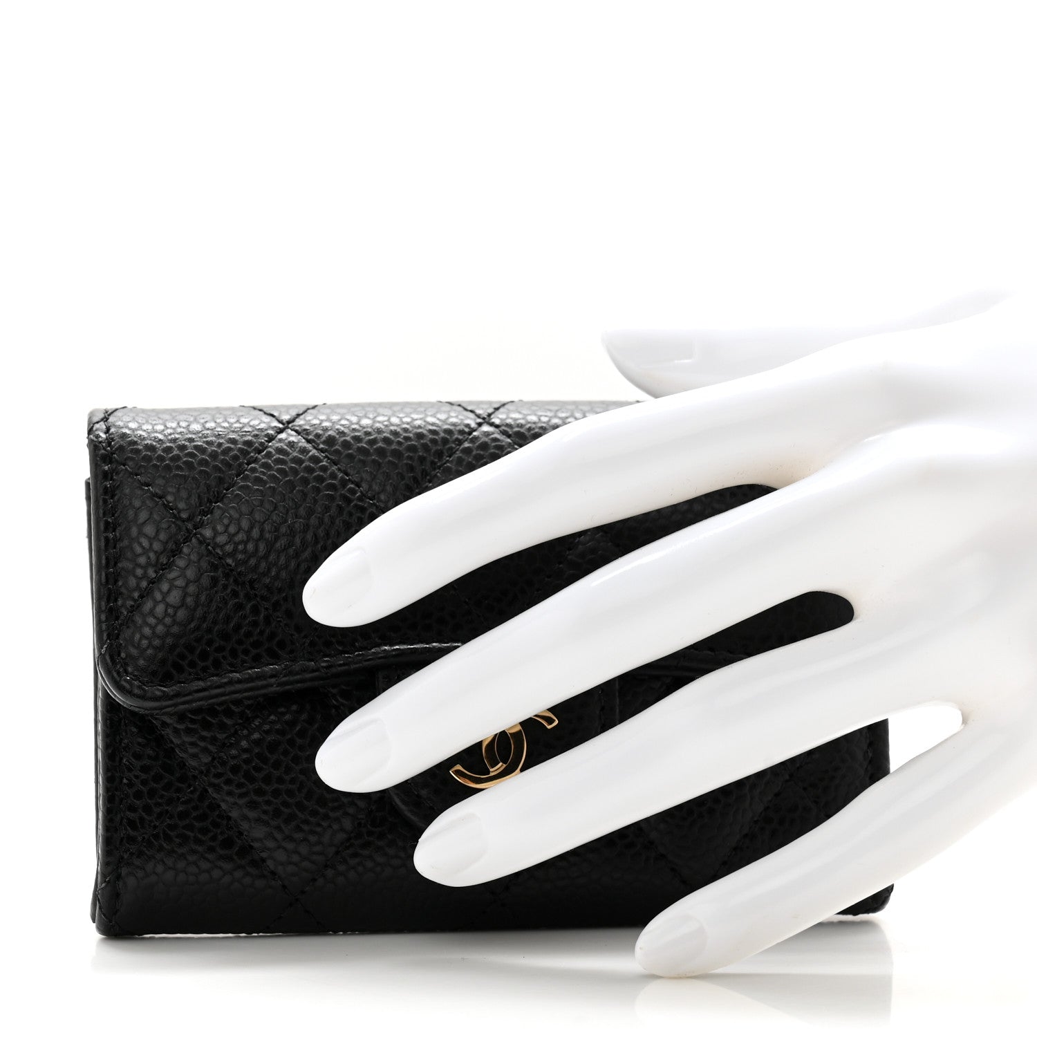 Chanel Caviar Quilted Flap Card Holder Wallet Black 2 of 9