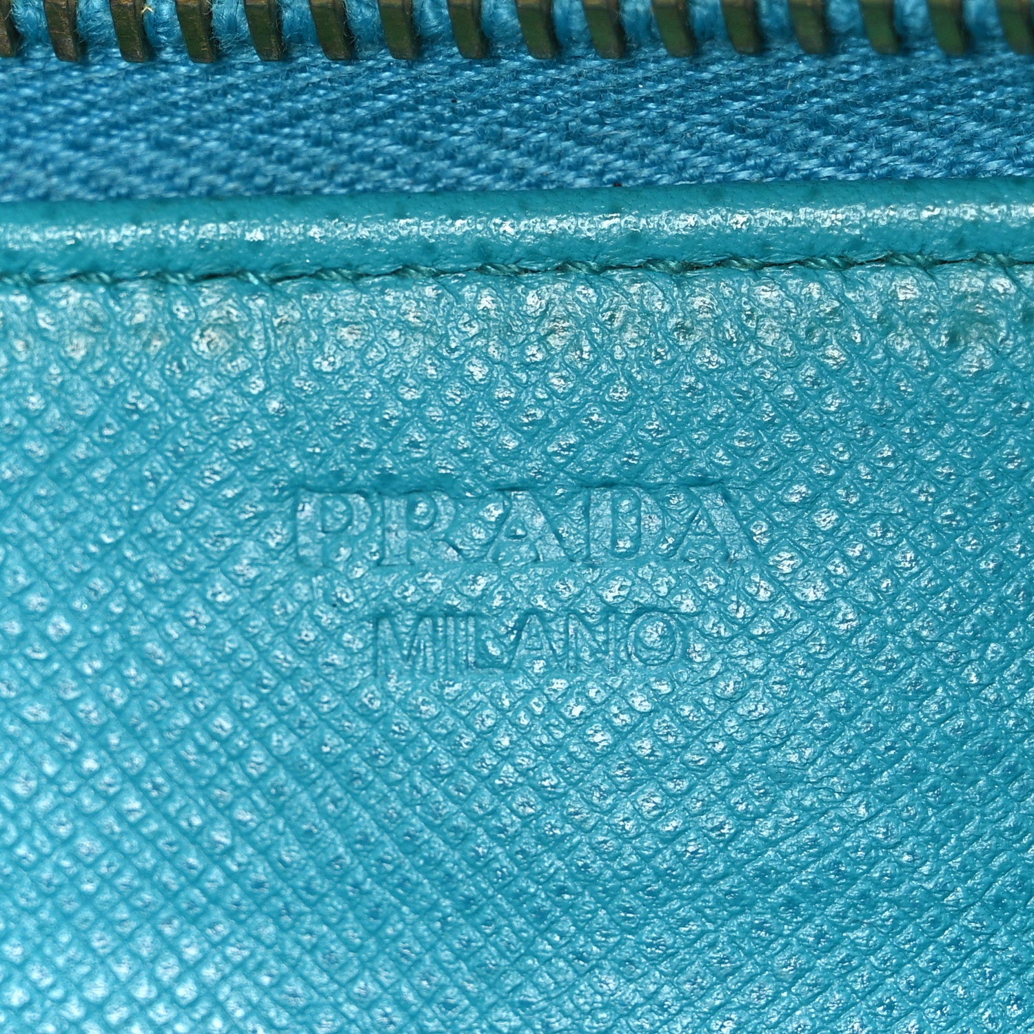 Prada Saffiano Metal Zip Around Wallet Blue 6 of 8