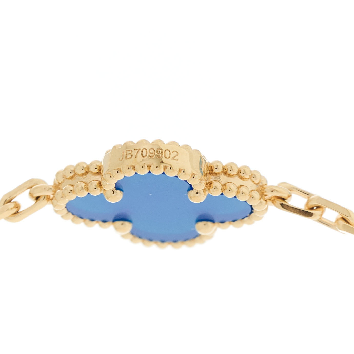 Van Cleef & Arpels 18K Yellow Gold Blue Agate 10 Motifs Vintage Alhambra Necklace 6 of 7