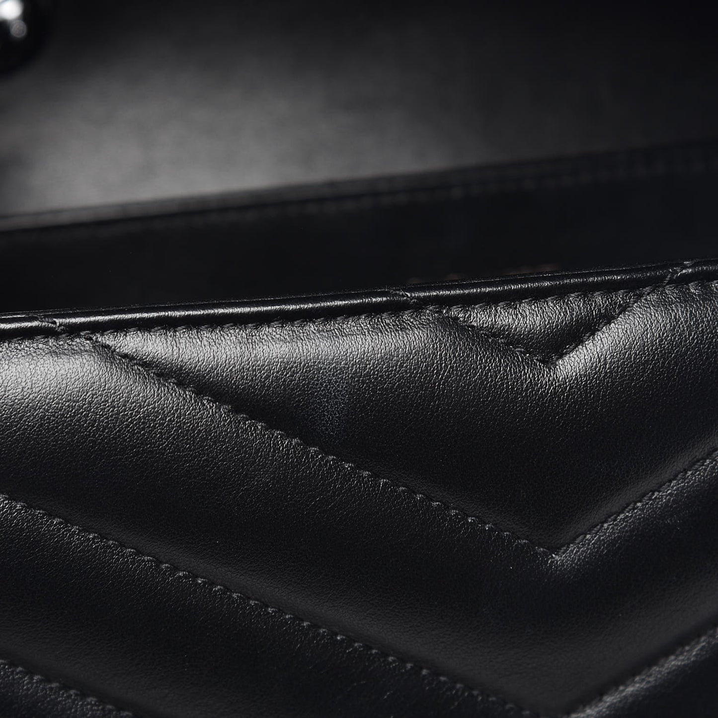 Calfskin Y Quilted Monogram Medium Loulou Chain Satchel Black