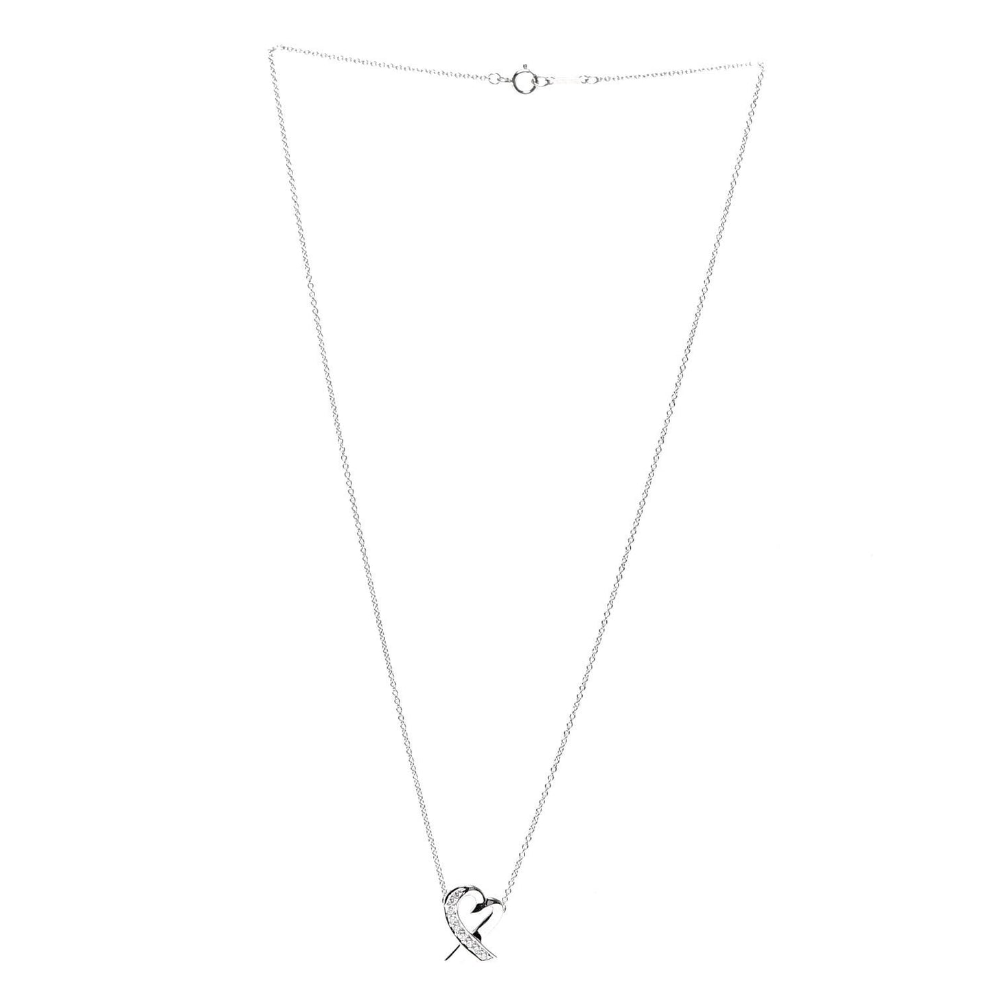 18K White Gold Diamond Small Paloma Picasso Loving Heart Necklace