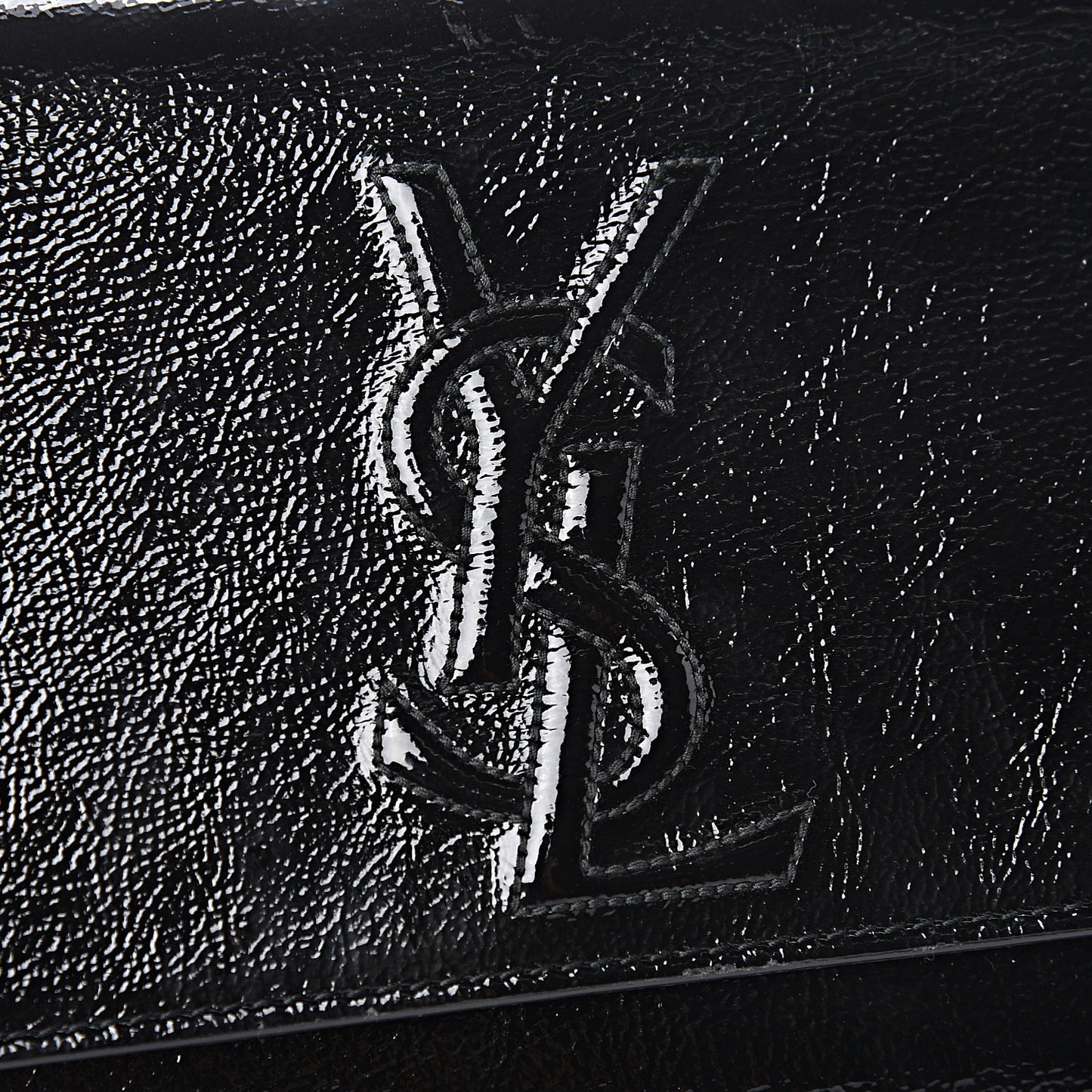 Textured Patent Monogram Large Belle De Jour Clutch Black