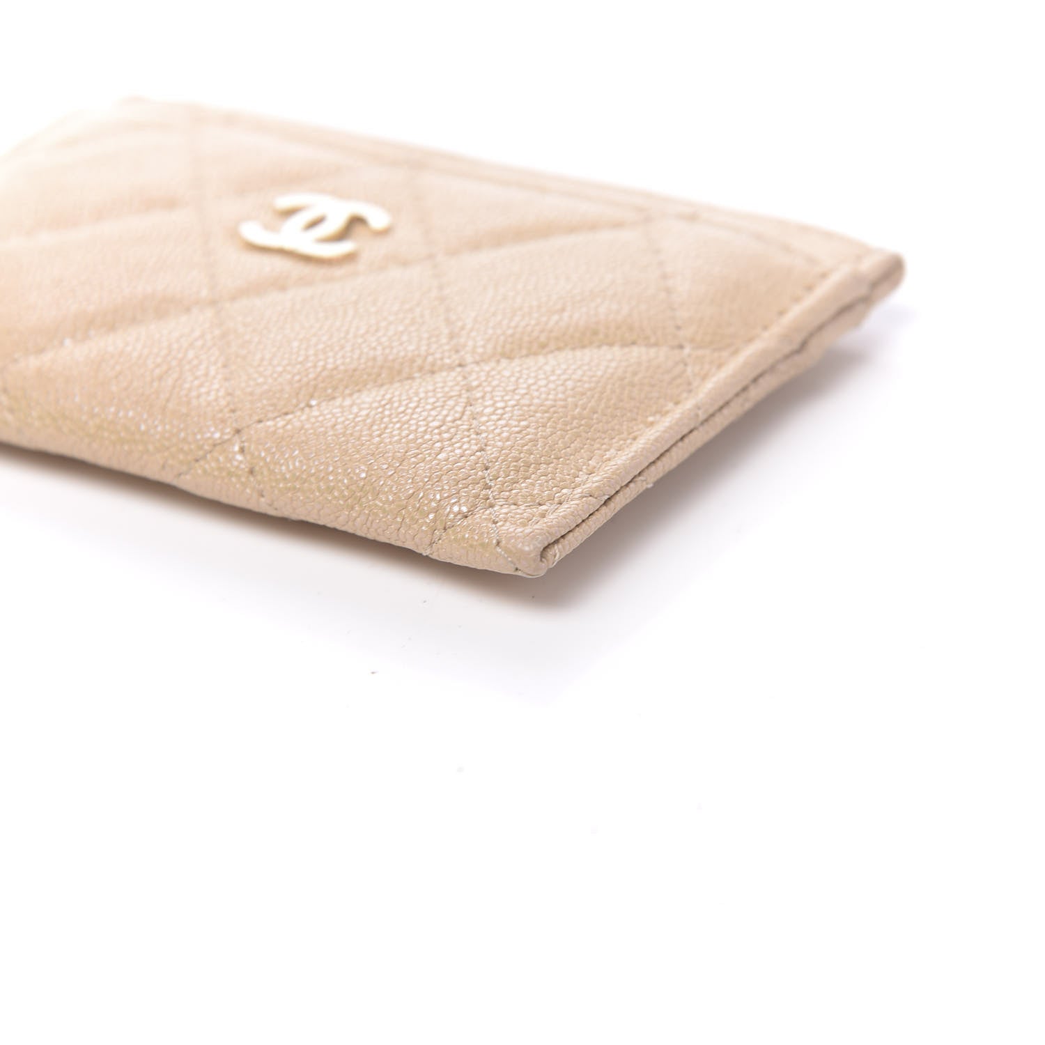 Chanel Iridescent Caviar Quilted Card Holder Beige 10 of 13