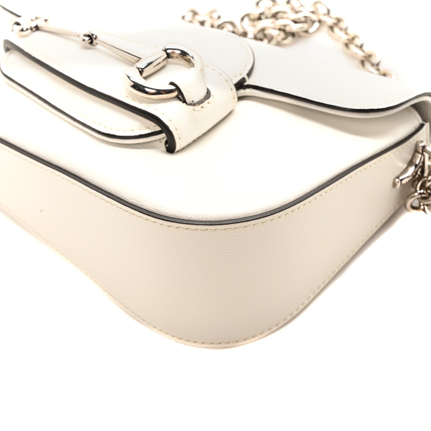 Demetra Mini Horsebit 1955 Asymmetric Shoulder Bag Great White