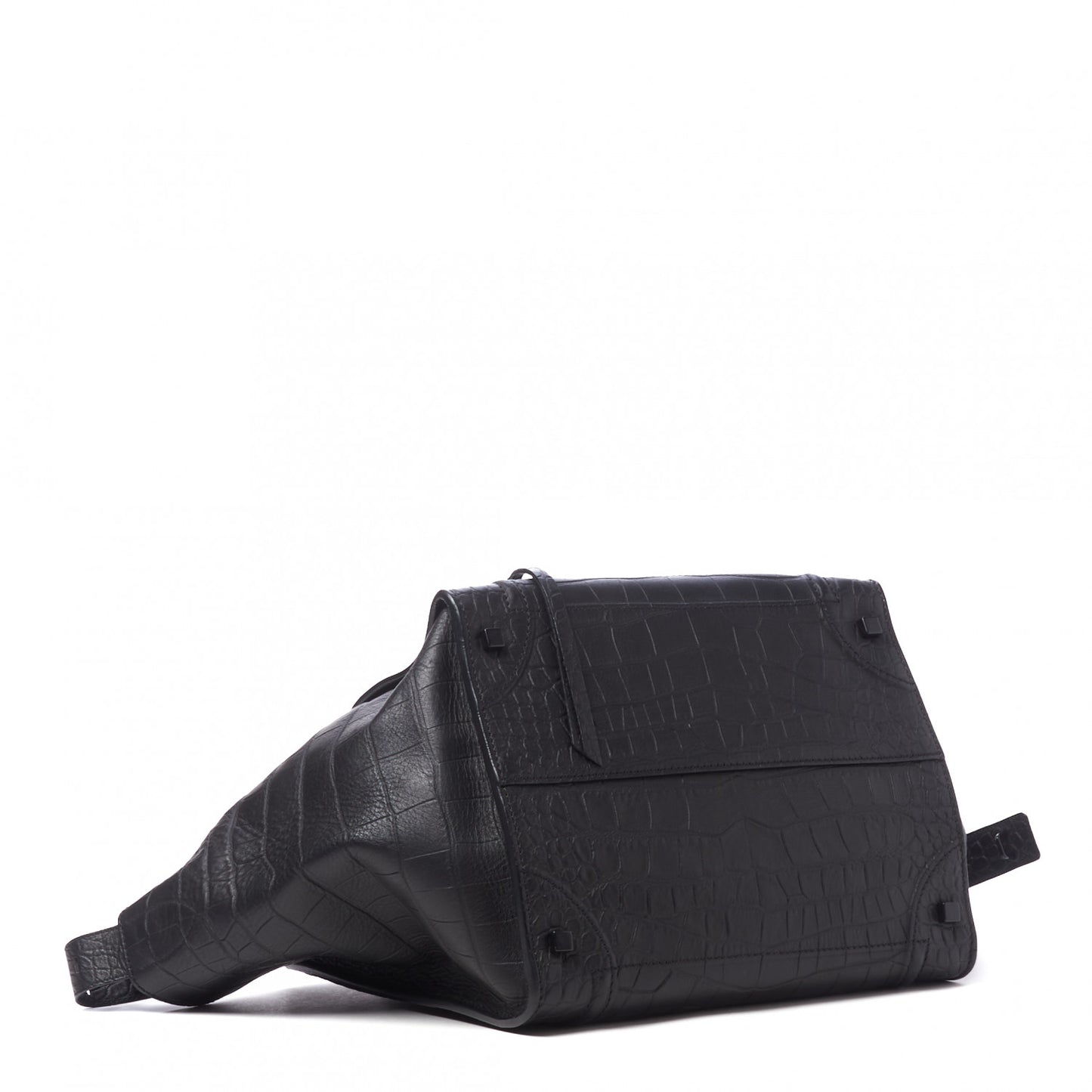 Calfskin Crocodile Embossed Medium Phantom Luggage Black