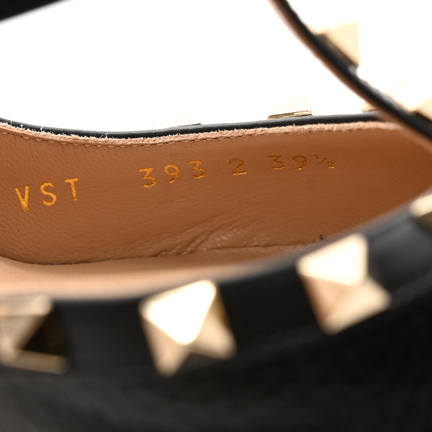 Pebbled Calfskin Rockstud Ankle Strap 100mm Pumps 39.5 Black