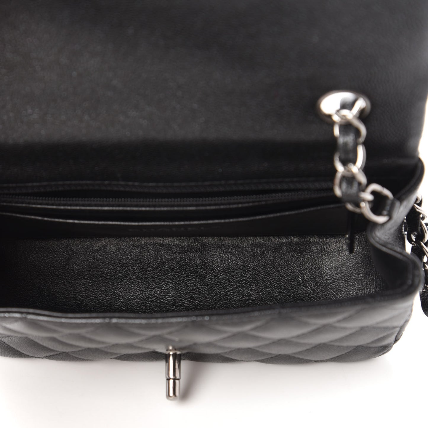 Iridescent Caviar Quilted Mini Rectangular Flap Black