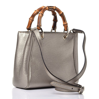 Gucci Metallic Calfskin Mini Bamboo Shopper Tote Golden Beige 4 of 10