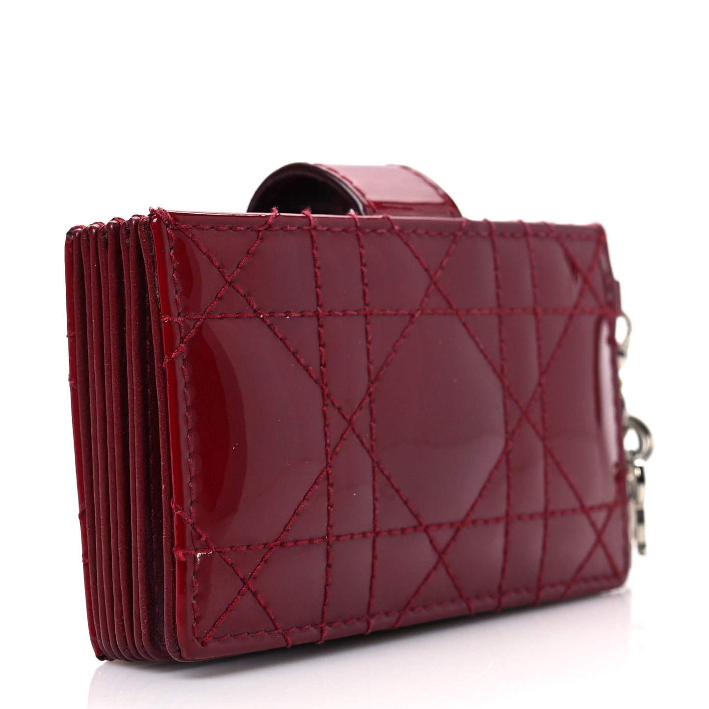 Patent Cannage Lady Dior 5-Gusset Card Holder Scarlet