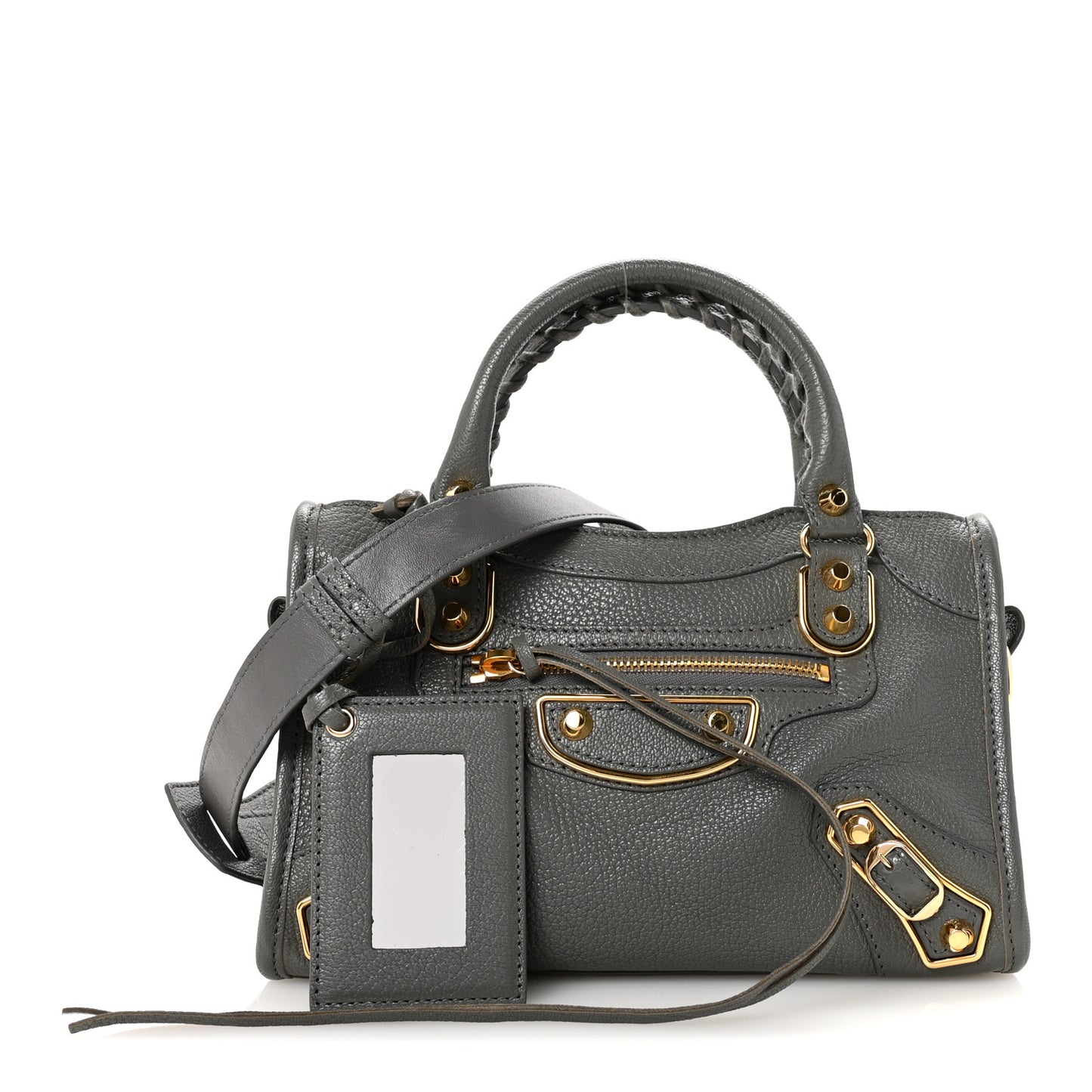 Chevre Gold Metallic Edge Hardware Mini City Gris Acier