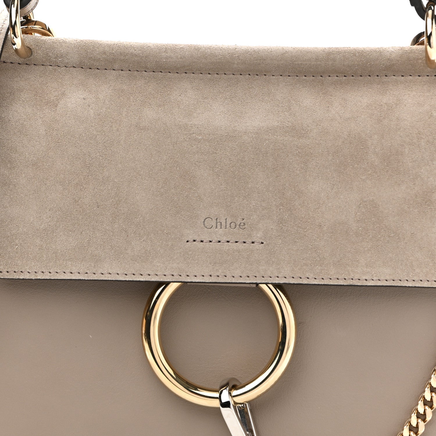 Chloe Suede Calfskin Small Faye Top Handle Bag Motty Grey 8 of 10