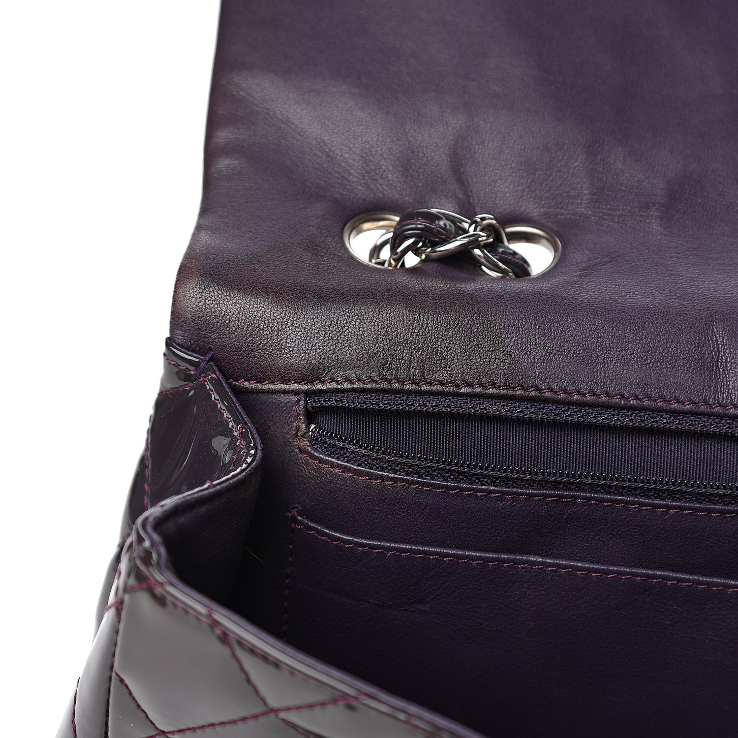 Chanel Patent Quilted Jumbo Single Flap Dark Purple 9 of 17