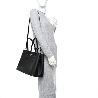 Prada Saffiano Cuir Large Double Bag Black Mughetto 2 of 13