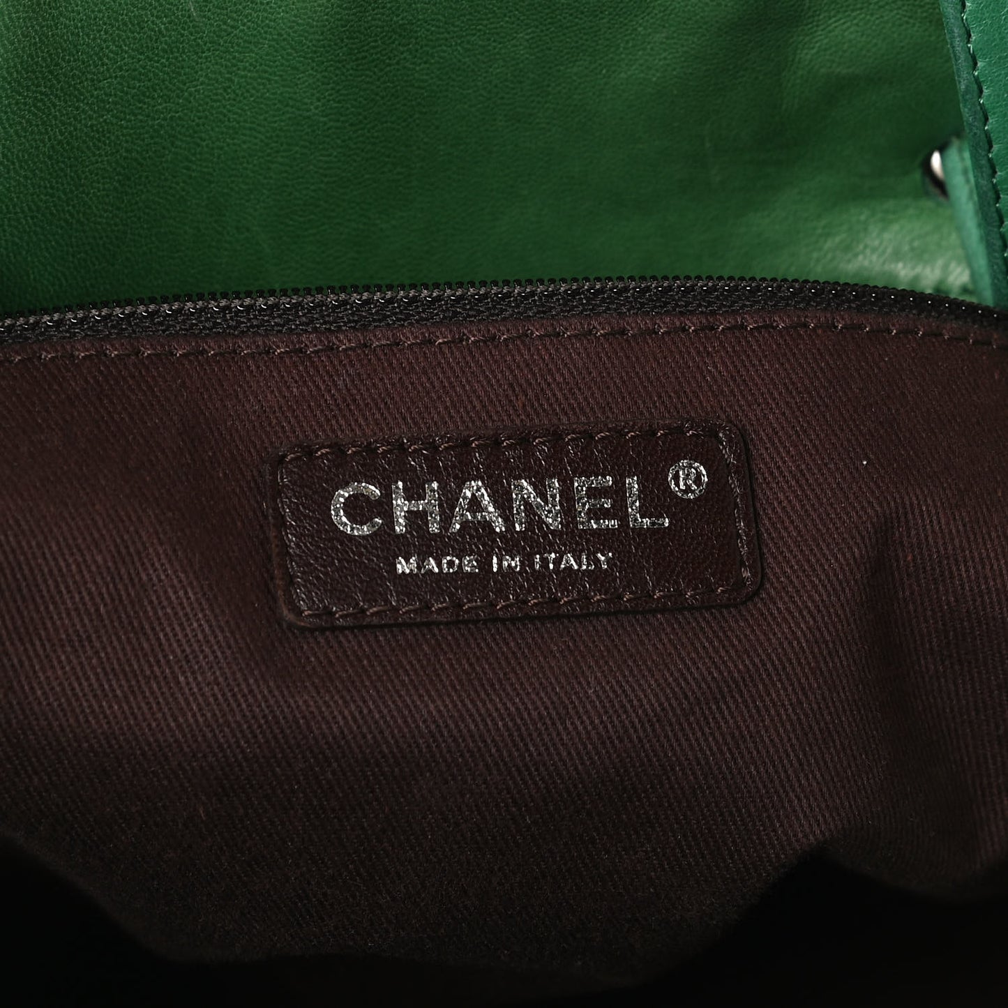 Lambskin Quilted Country Club Tote Green Black