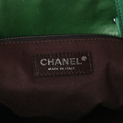Chanel Lambskin Quilted Country Club Tote Green Black 5 of 10