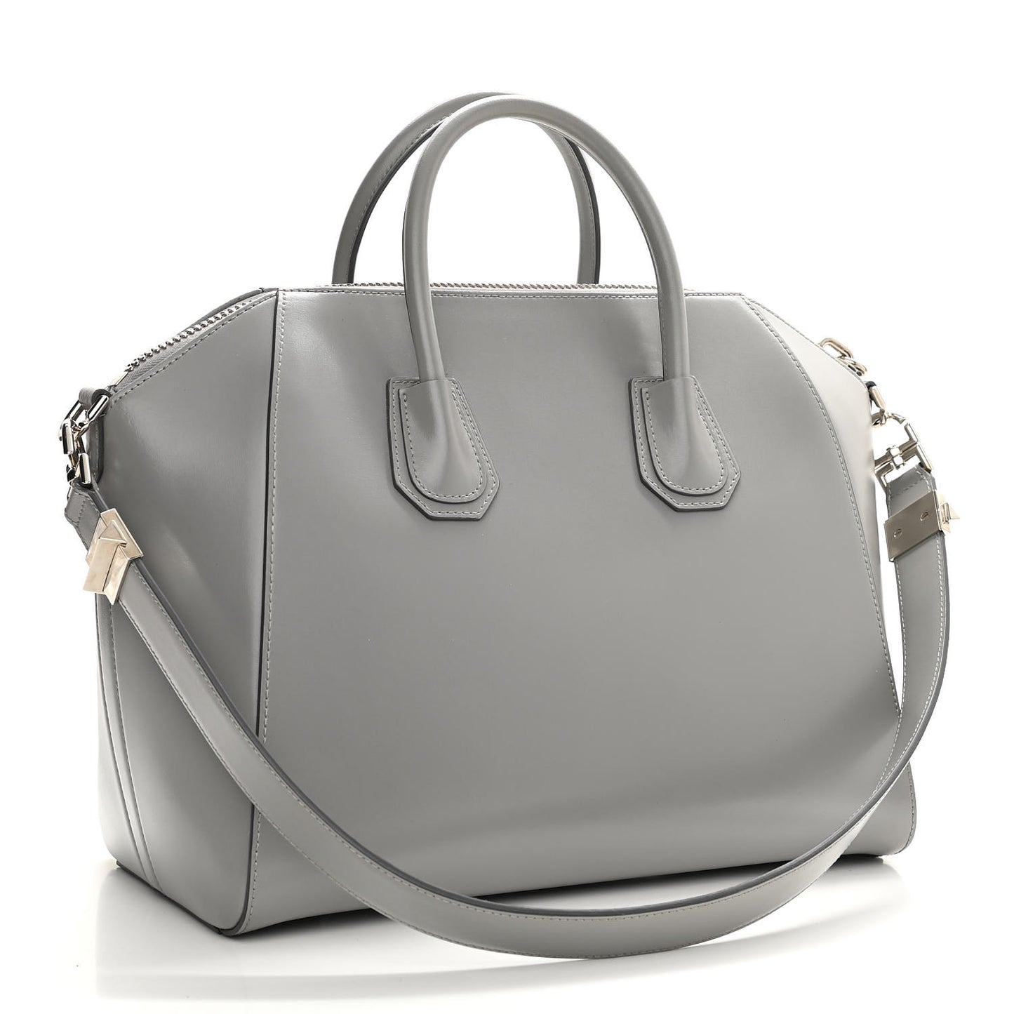 Shiny Lord Calfskin Medium Antigona Pearl Grey