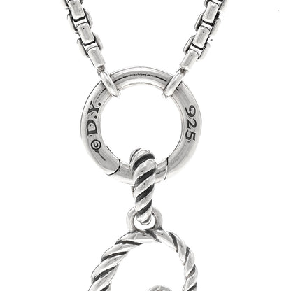 David Yurman Sterling Silver Diamond Initial C Charm Smooth Amulet Vehicle Box Chain Necklace 4 of 4