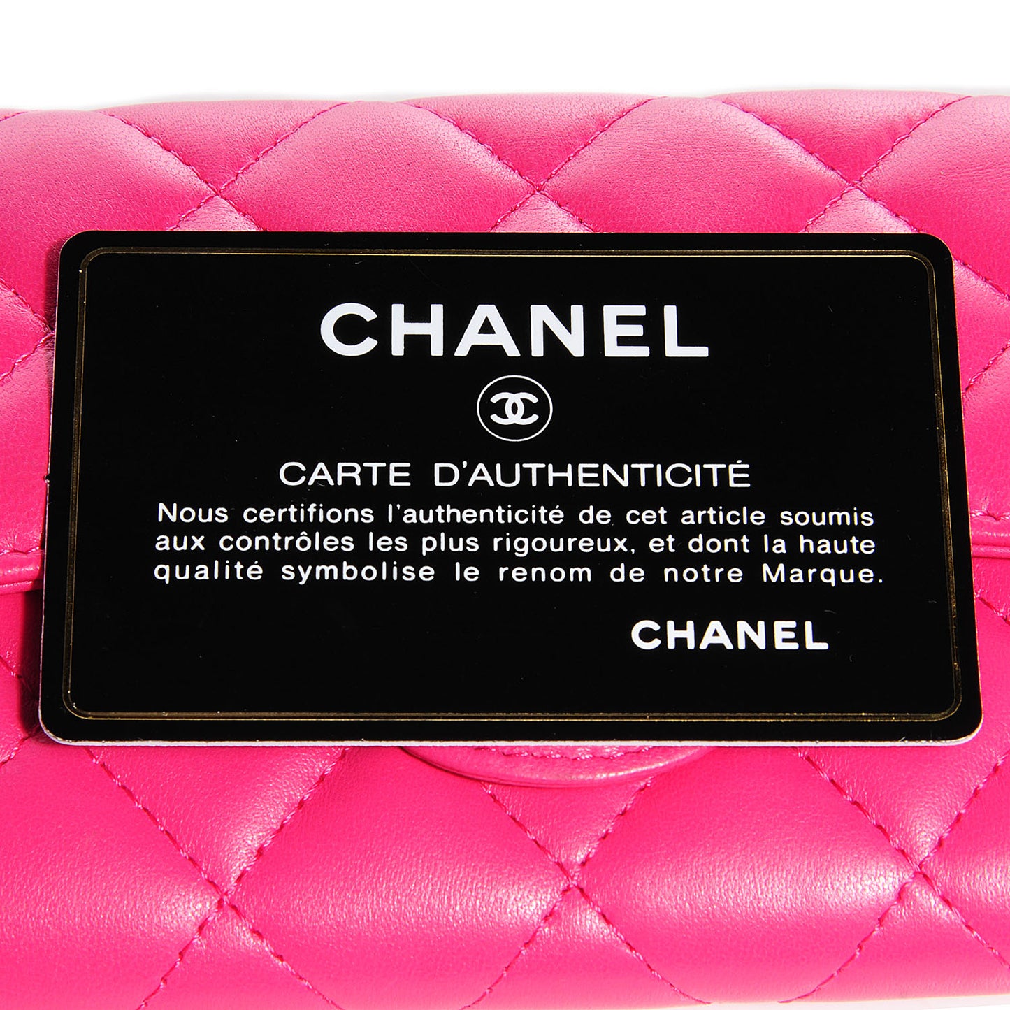 Lambskin Quilted Small Flap Wallet Dark Pink