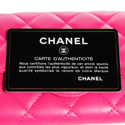 Chanel Lambskin Quilted Small Flap Wallet Dark Pink 10 of 10