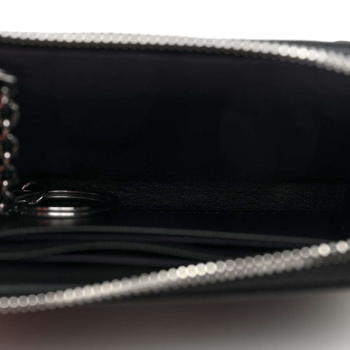 Saffiano Triangle Zip Around Keychain Black