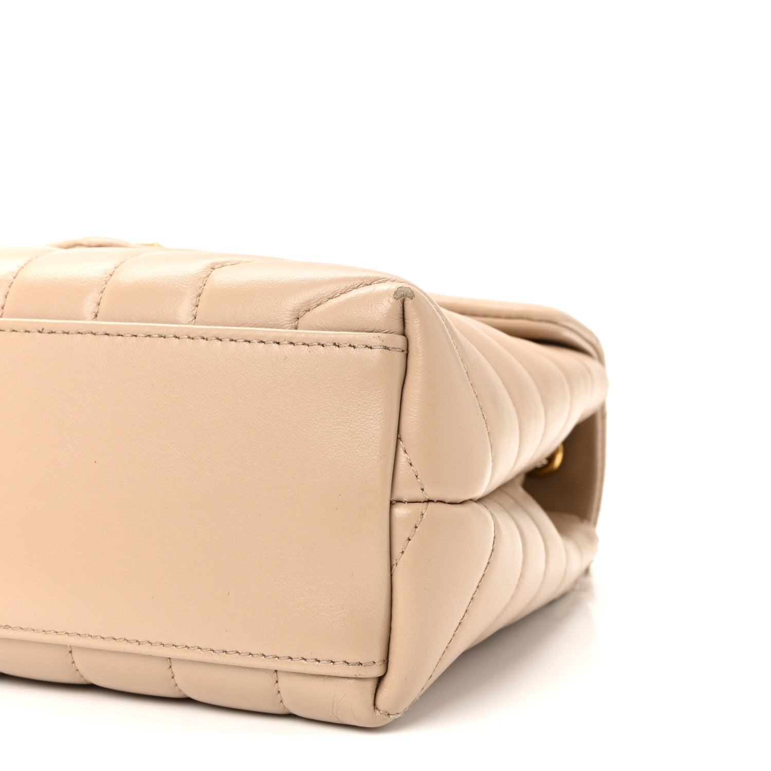 Saint Laurent Calfskin Y Quilted Monogram Small Loulou Chain Satchel Dark Beige 9 of 9