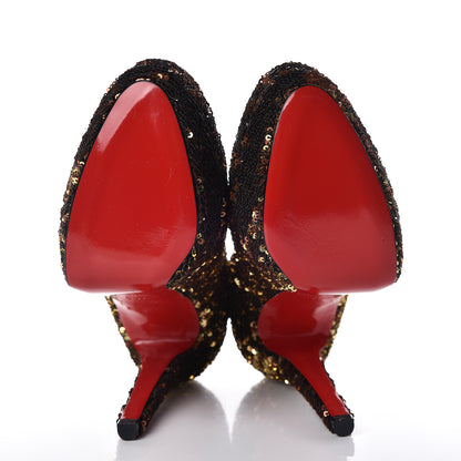 Christian Louboutin Paillette Sequin Bianca 140 Pumps 39 Gold 5 of 9