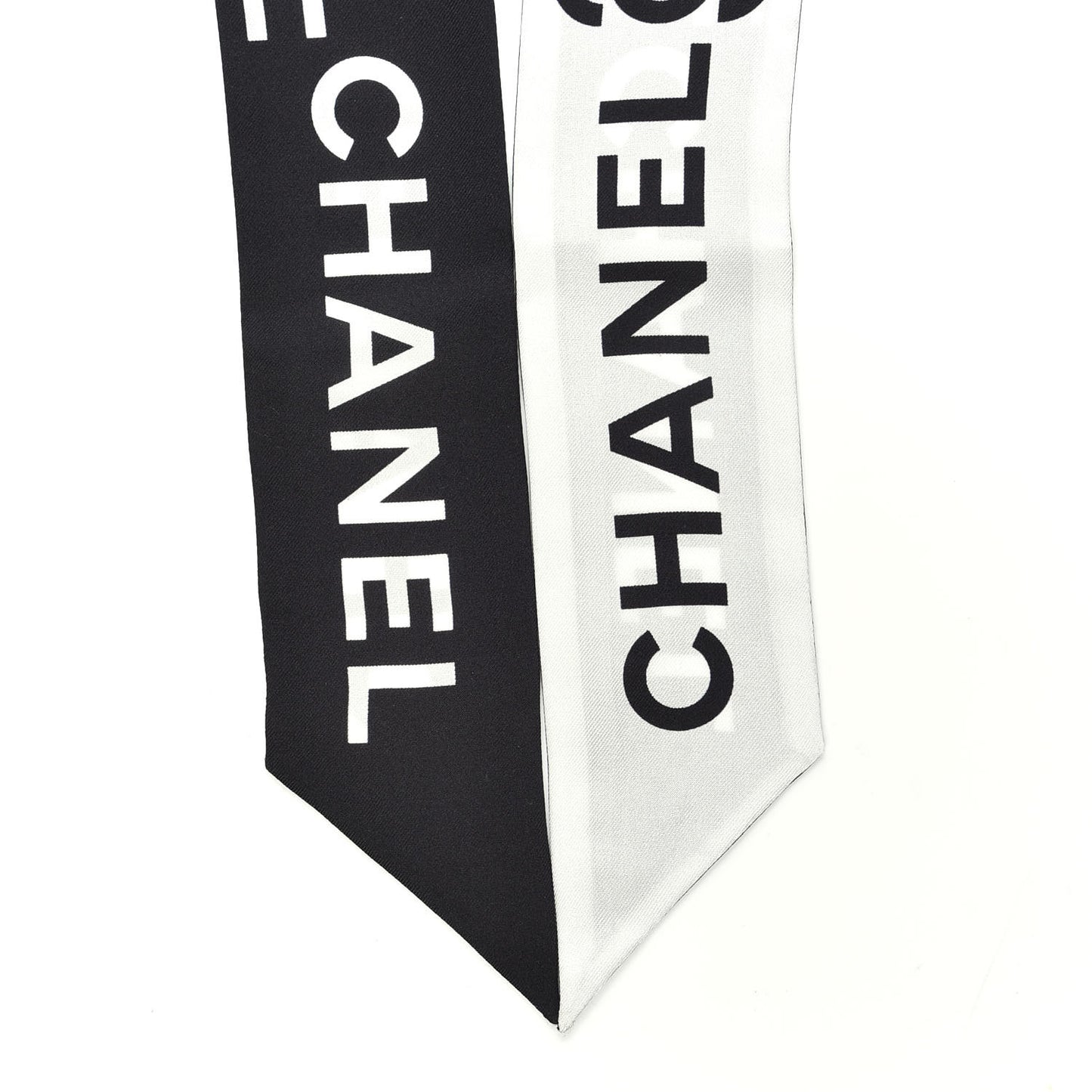 Silk Logo Slim Bandeau Scarf Black White