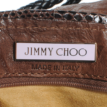 Jimmy Choo Biker Leather Elaphe Snake Trim Robin Bag 5 of 7