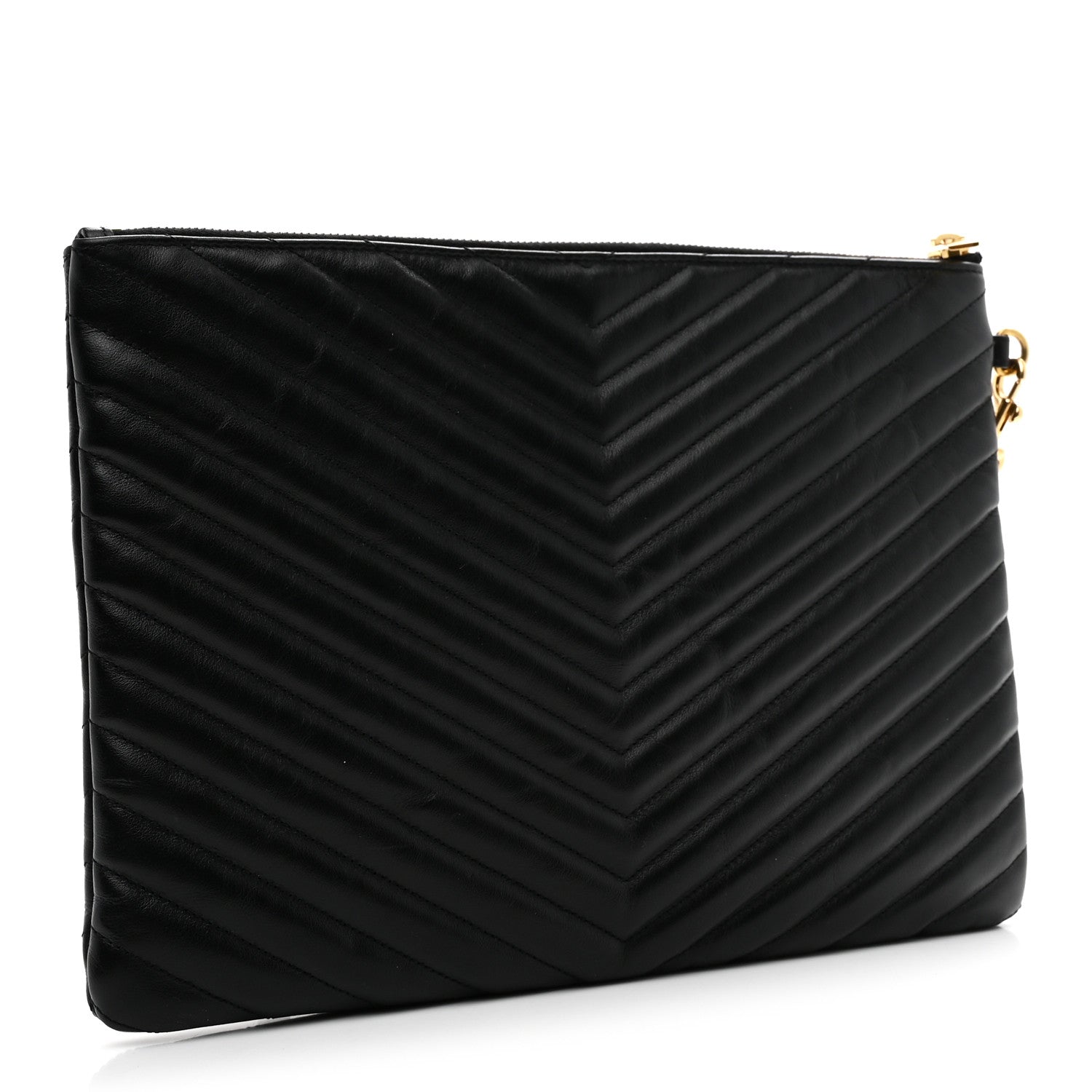 Saint Laurent Calfskin Matelasse Monogram Cassandre Tablet Pouch Black 3 of 7