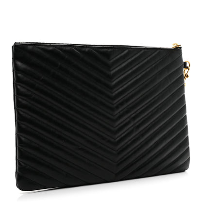 Saint Laurent Calfskin Matelasse Monogram Cassandre Tablet Pouch Black 3 of 7