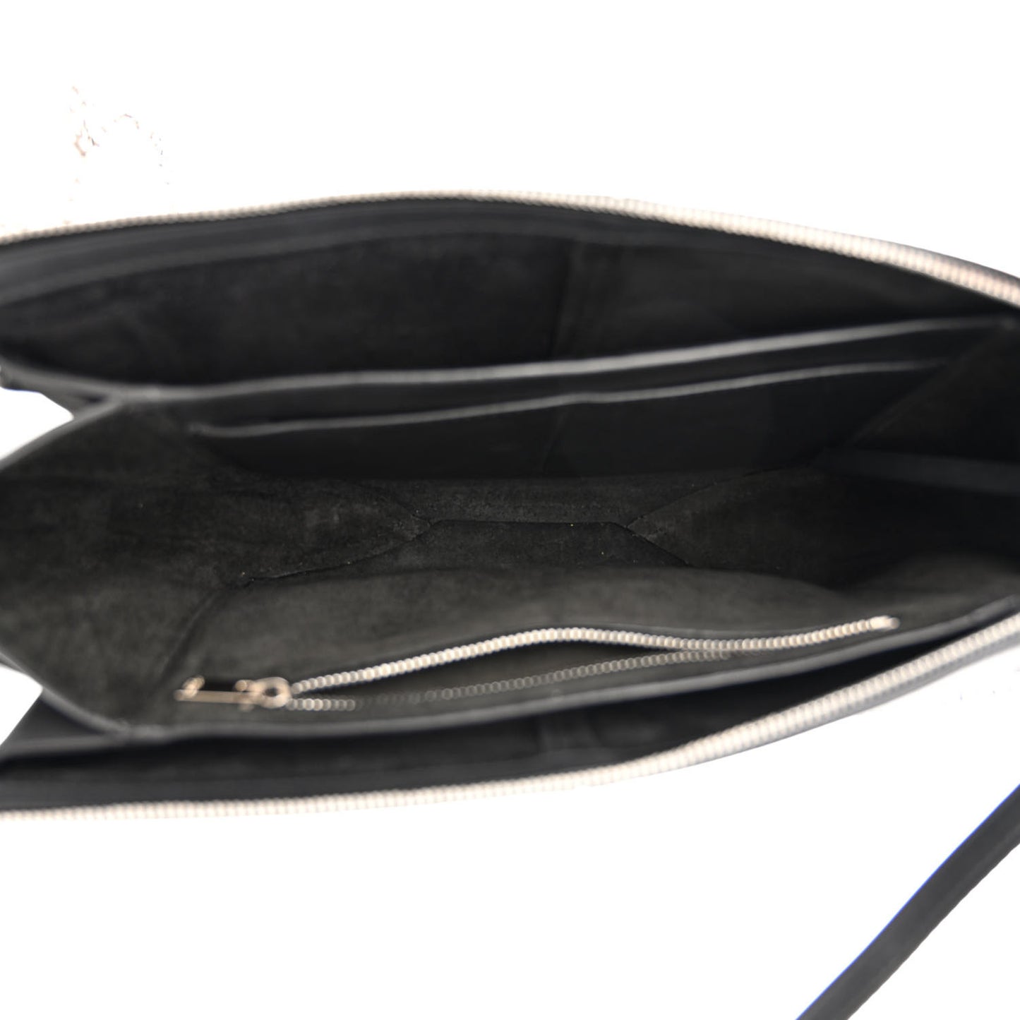 Smooth Calfskin Tri-Fold Clutch on Chain Black