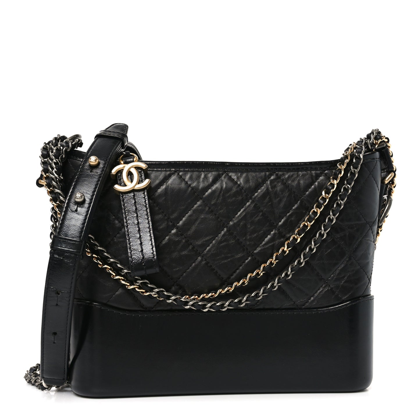 Aged Calfskin Quilted New Medium Gabrielle Hobo Black