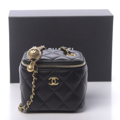 Chanel Lambskin Quilted Mini Pearl Crush Vanity Case With Chain Black 11 of 11